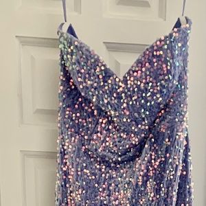 Periwinkle/ Lavender sequin prom  strapless gown